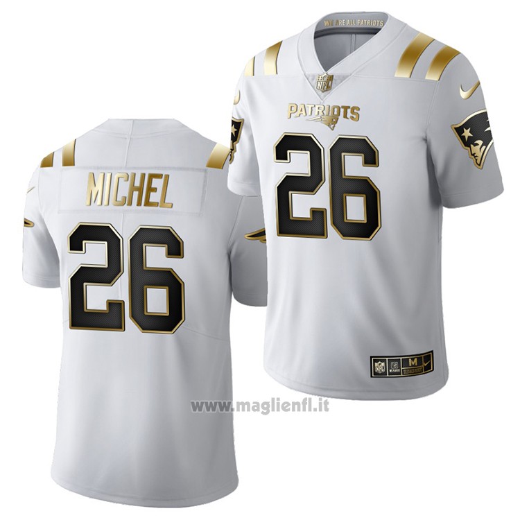 Maglia NFL Limited New England Patriots Sony Michel Golden Edition 2020 Bianco